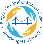 Logo for New Bridge Medical Center: blue bridge silhouette framed by orange and blue curved shapes, with the site NeverBridgeHealth.org around the circle.