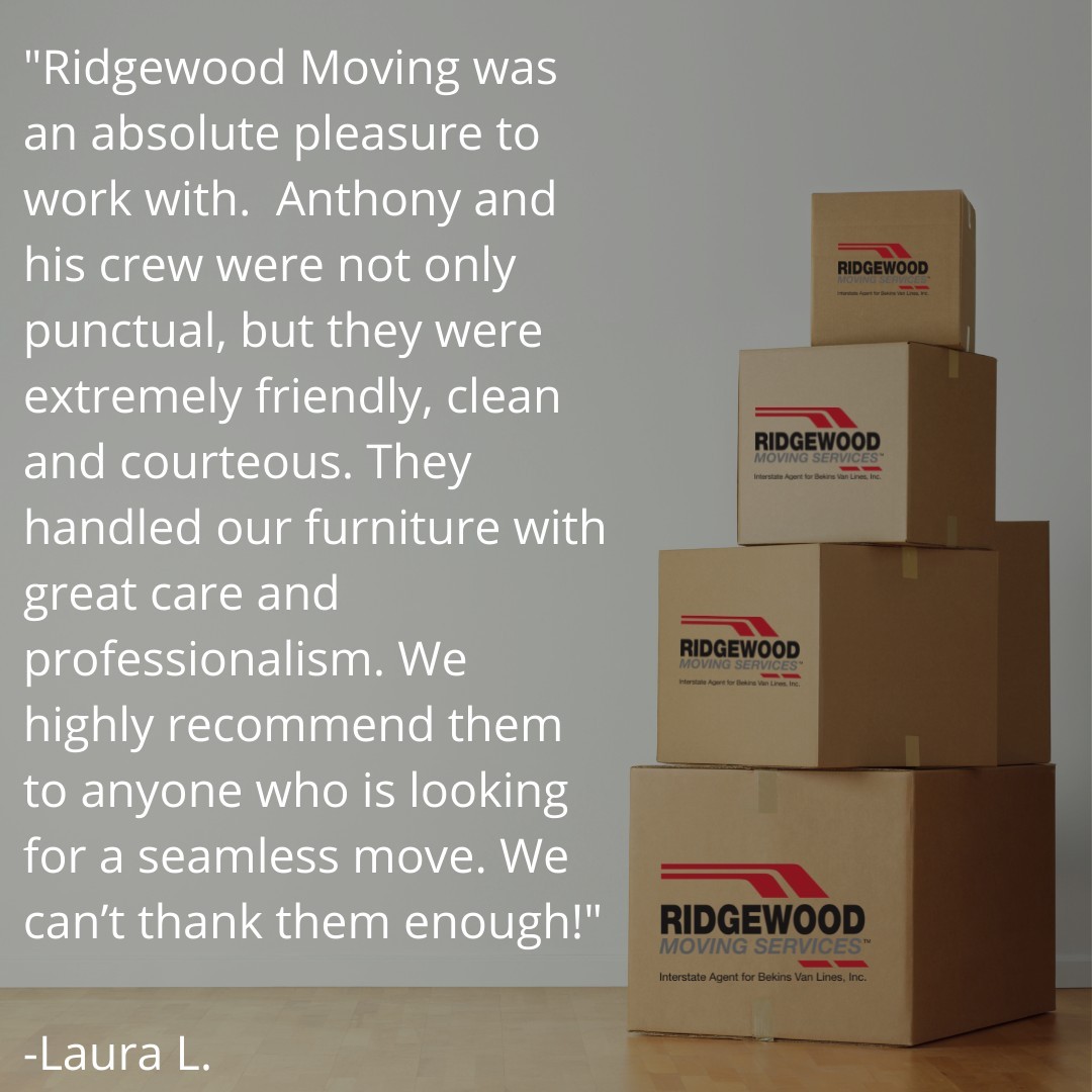 Wow! Thank you for the kind words Laura.

"Ridgewood Moving was an absolute pleasure to work with.  Anthony and his crew were not only punctual, but they were extremely friendly, clean and courteous. They handled our furniture with great care and professionalism. We  highly recommend them to anyone who is looking for a seamless move. We can’t thank them enough!"

-Laura L.

We would love to hear from all our amazing clients. Please leave us a Google 😄